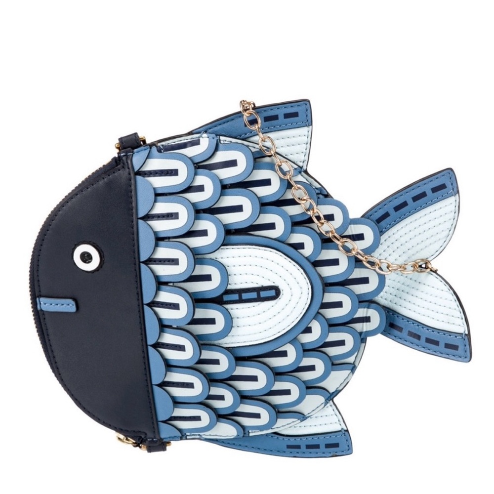 Authentic Tory Burch Novelty Leather Fish Crossbody Shoulder Bag!